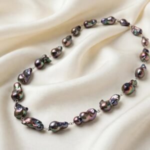 Baroque Pearl Necklace — Dark Peacock Baroque Pearl Statement