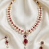 Pearl Drop Chains with Ruby-Red Pendant