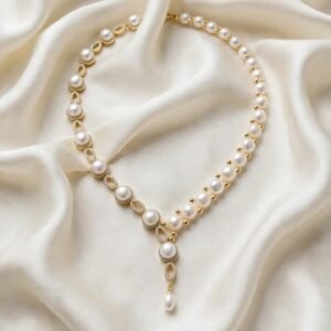 Pearl Necklace Set with Gold Y-Drop Pendant
