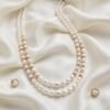 Pearl Tennis Necklace Set — Double-Strand White Pearls