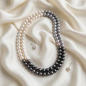 Ombré Pearl Layer Necklace Set — White to Black